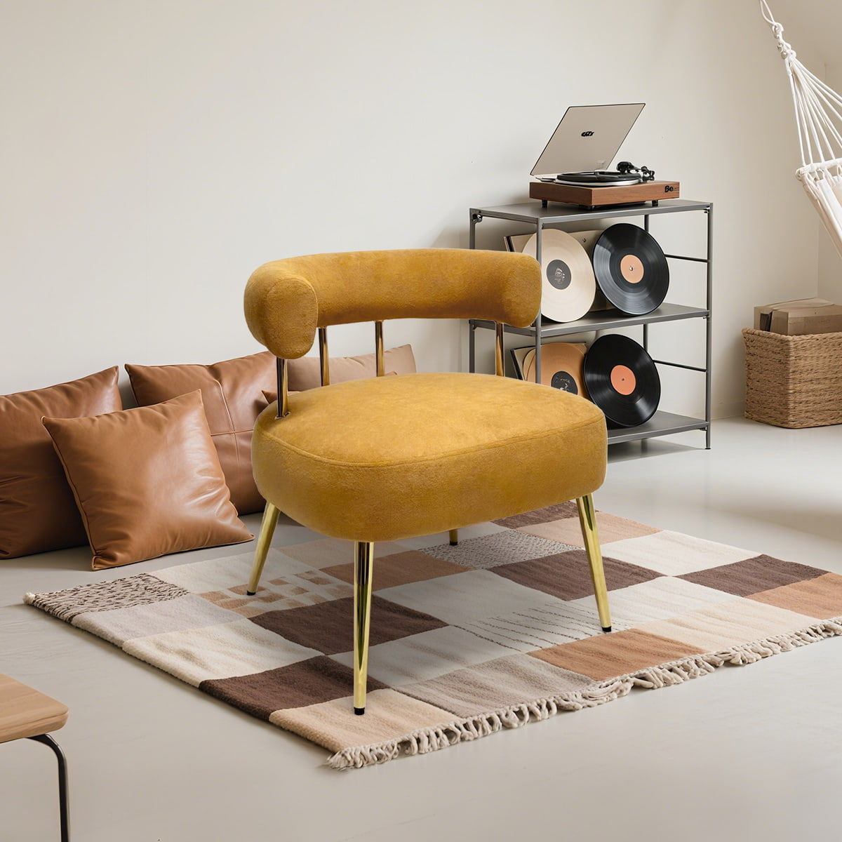 Golden crus holoserica dolium accentus cathedra - Wide-sedem medium-saeculum Modern Dining & Lounge Sedra